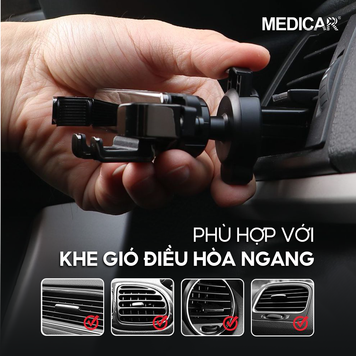 Giá đỡ điện thoại chống rung ô tô MEDICAR V1 hợp kim nhôm cao cấp