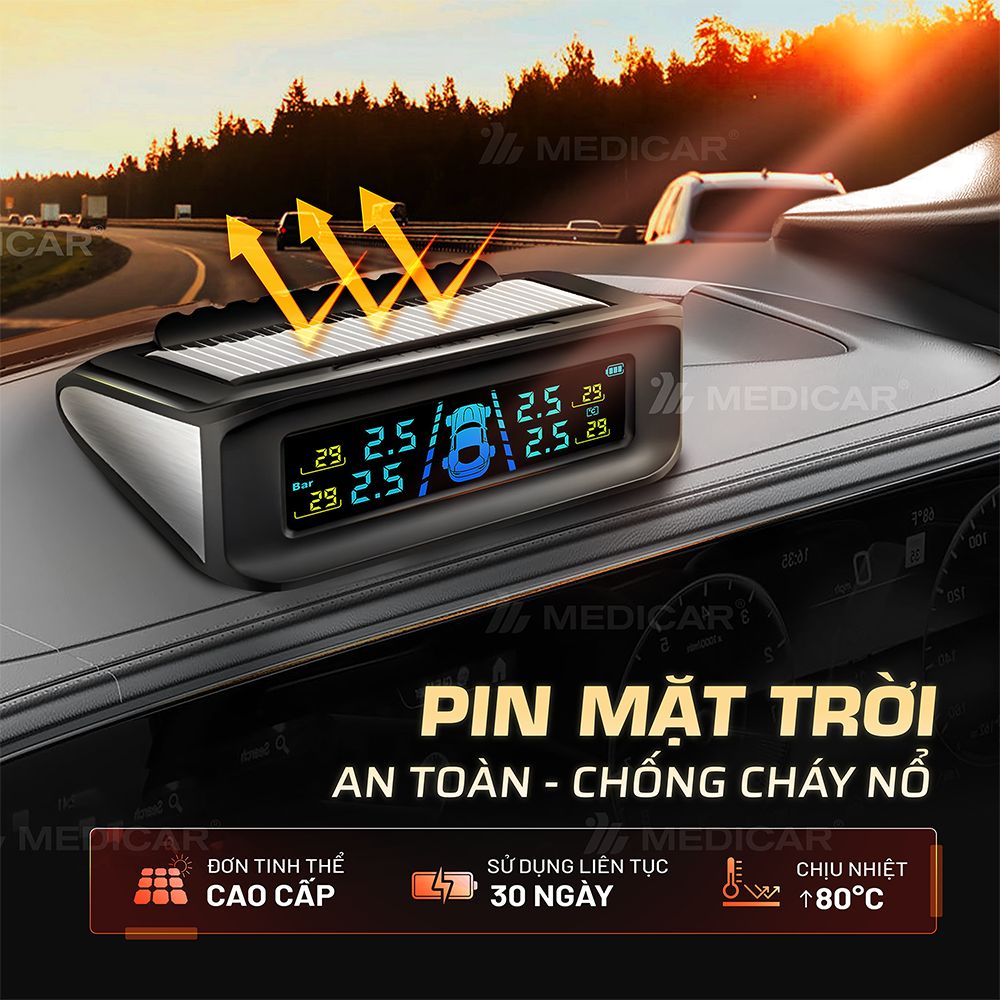 [TPMS] Cảm biến áp suất lốp ô tô thông minh Medicar