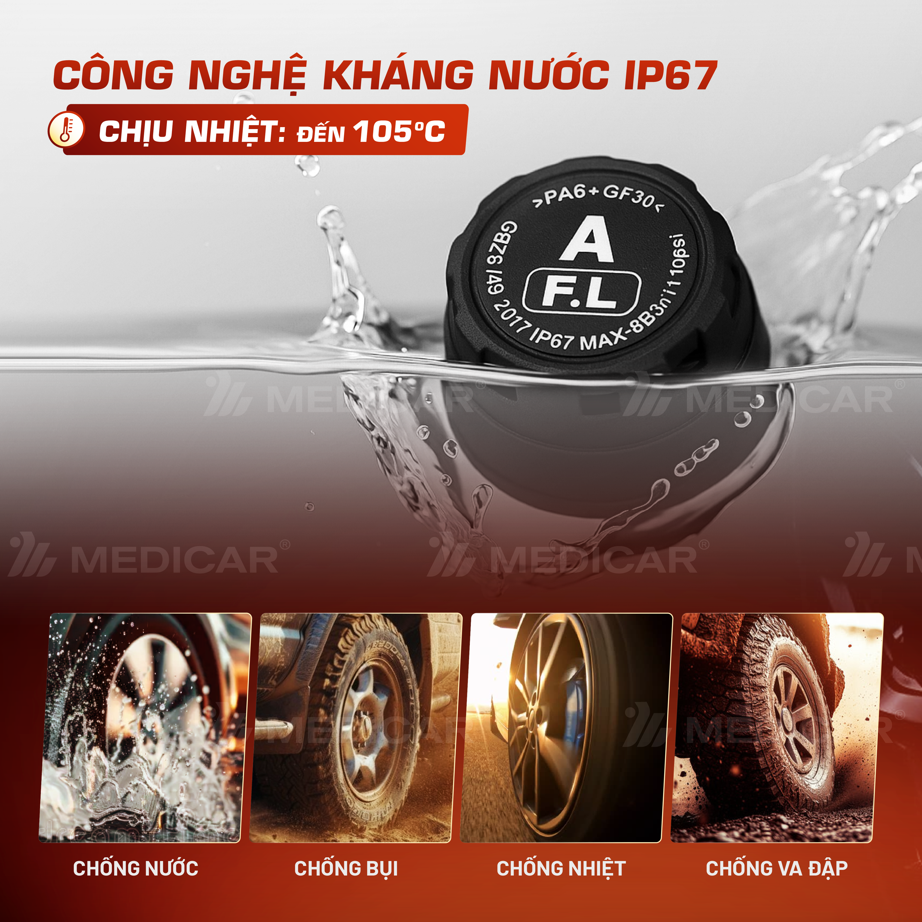 [TPMS] Cảm biến áp suất lốp ô tô thông minh Medicar