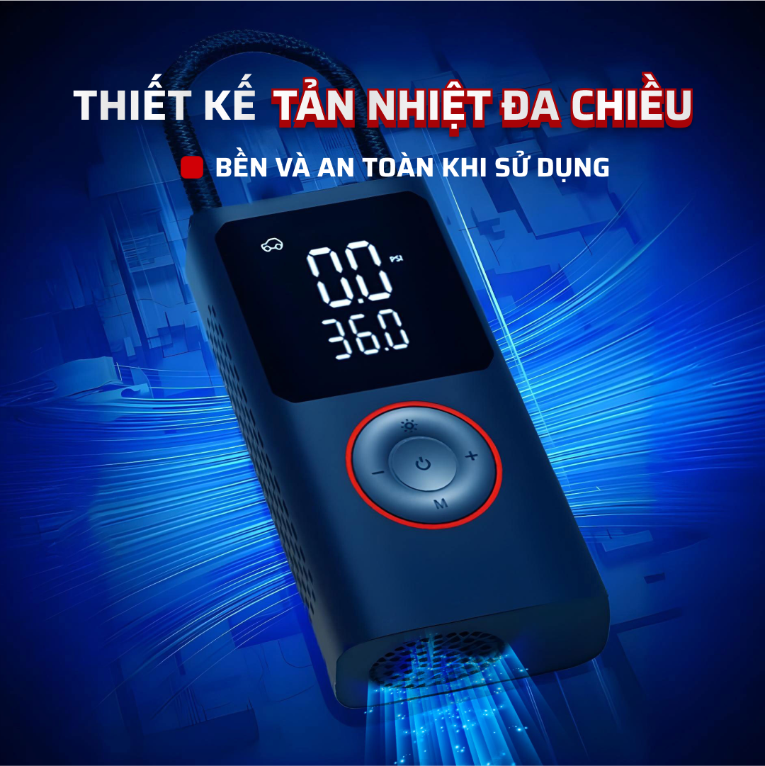 [Mới] Máy bơm lốp xe ô tô & xe máy mini pin 6000 MAH tự ngắt theo cảm biến áp suất MEDICAR