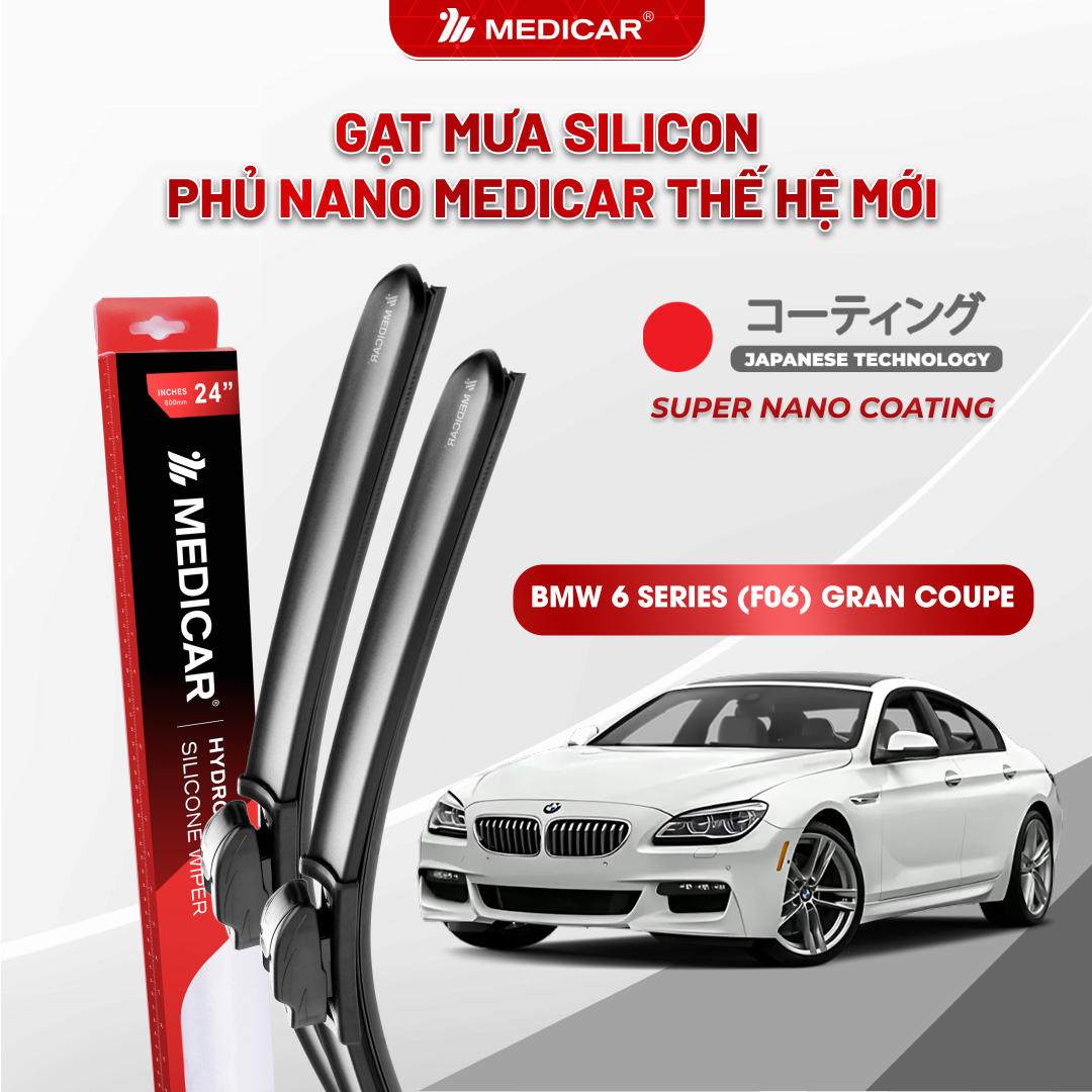 Gạt mưa ô tô Medicar silicon phủ Nano cho xe BMW 6 Series (F06) Gran