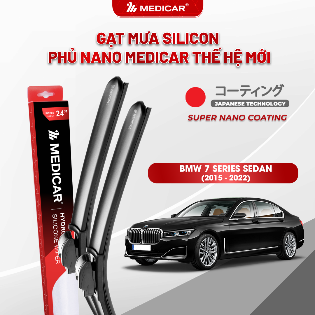 Gạt mưa ô tô Medicar silicon phủ Nano cho xe BMW 7 Series