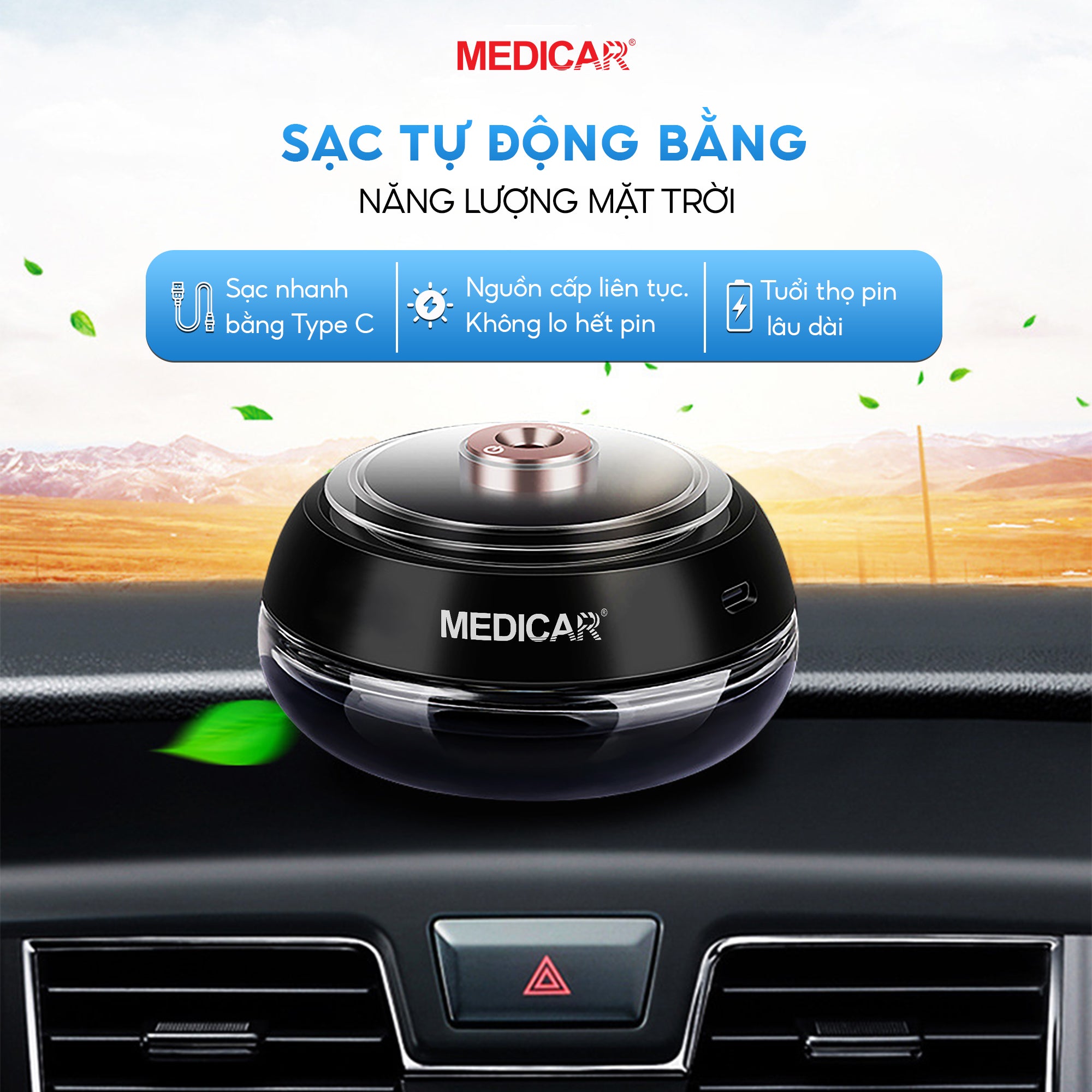 Máy xông tinh dầu ô tô gắn taplo Medicar