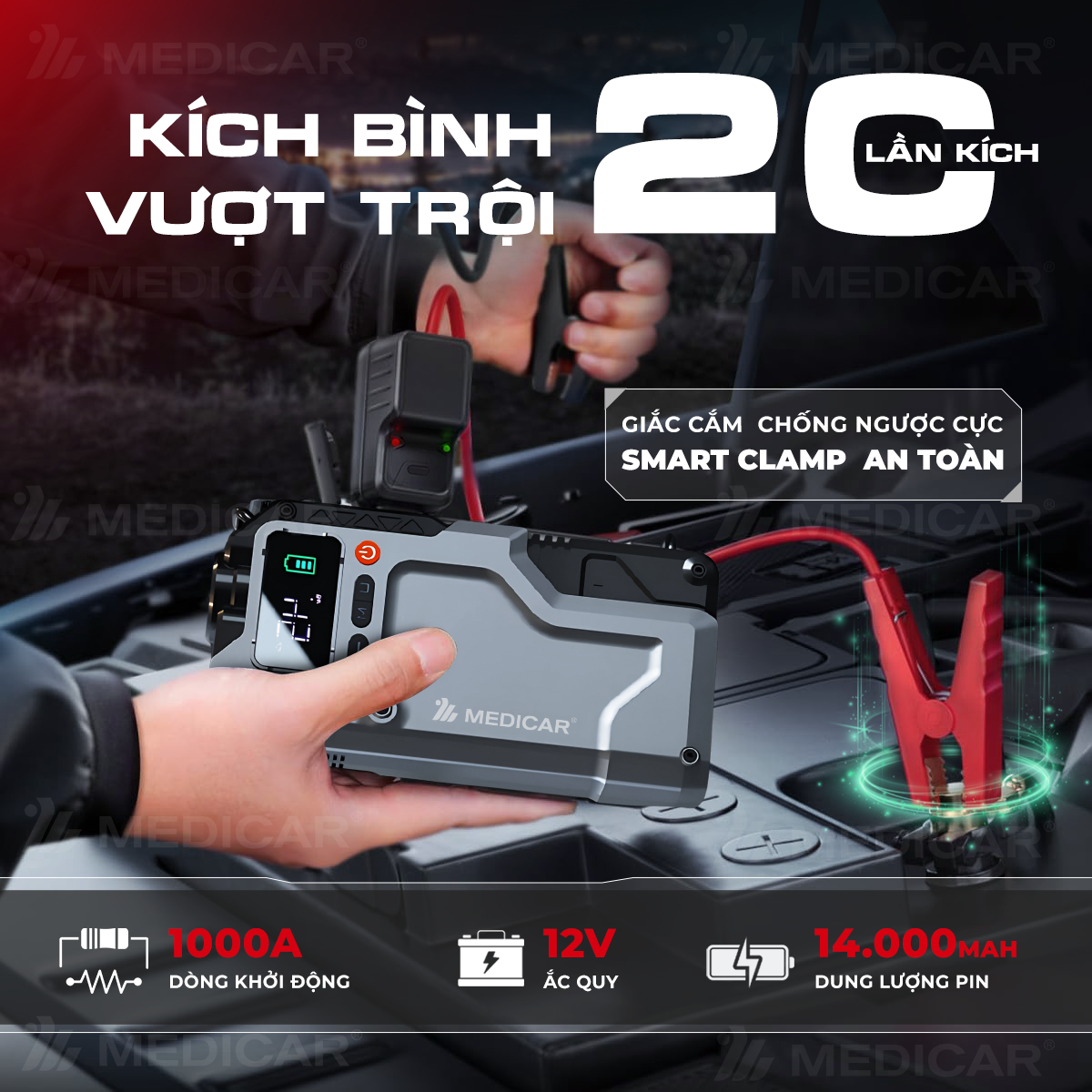 [NEW] Bơm lốp kích bình PRO V3 14.000mAh