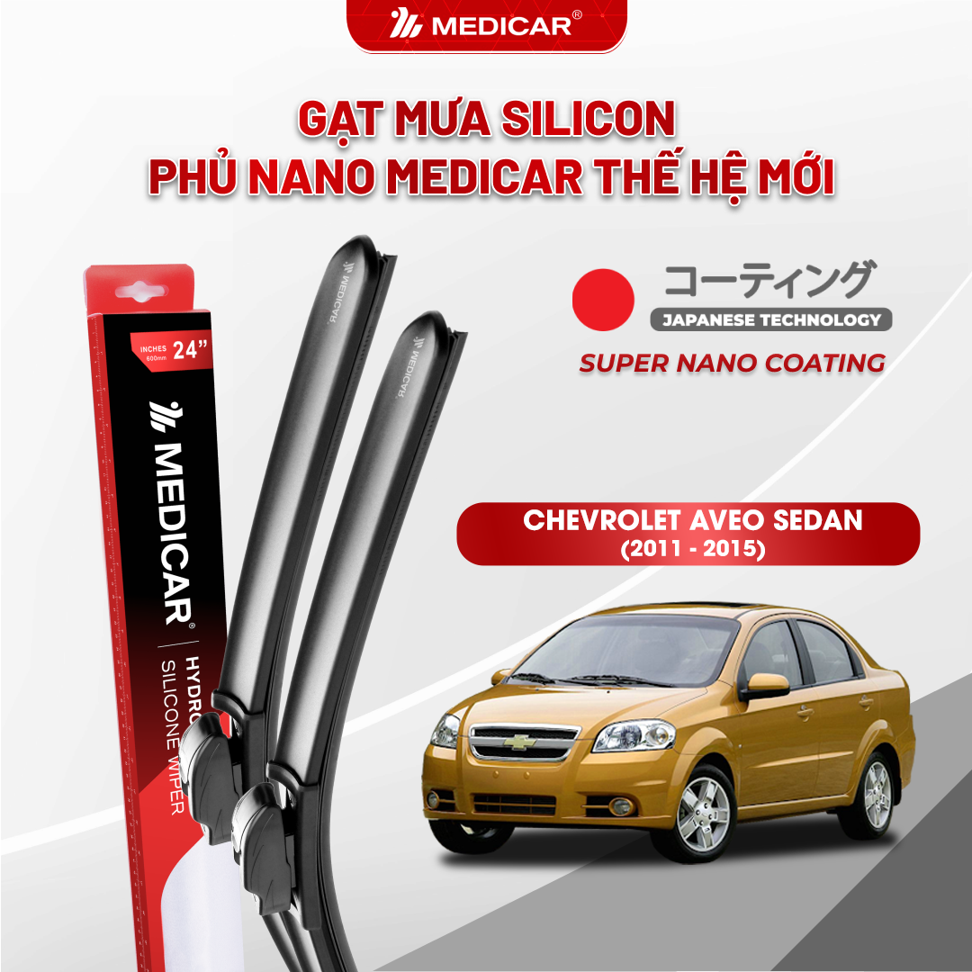 Gạt mưa ô tô Medicar silicon phủ Nano cho xe Chevrolet Aveo