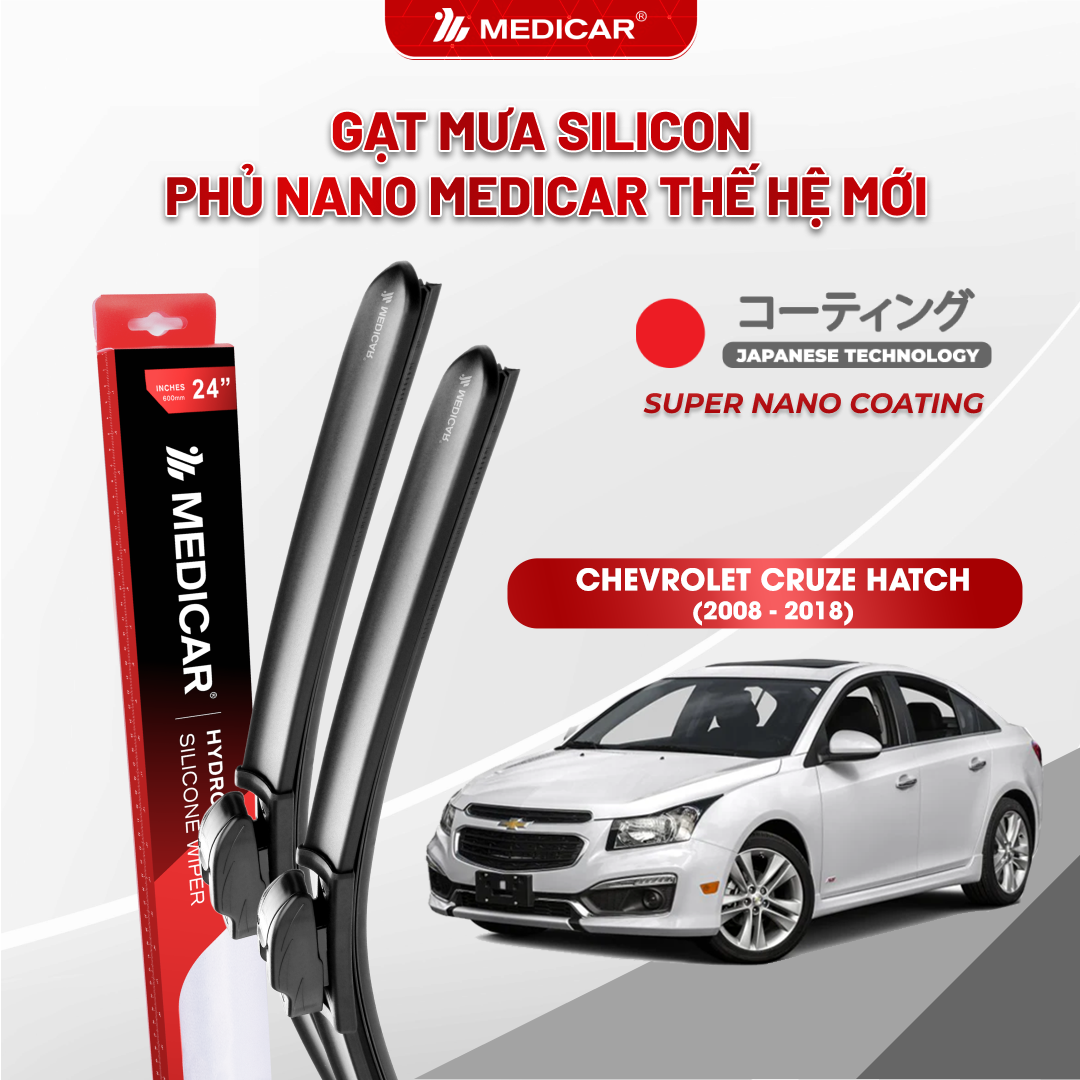 Gạt mưa ô tô Medicar silicon phủ Nano cho xe Chevrolet Cruze