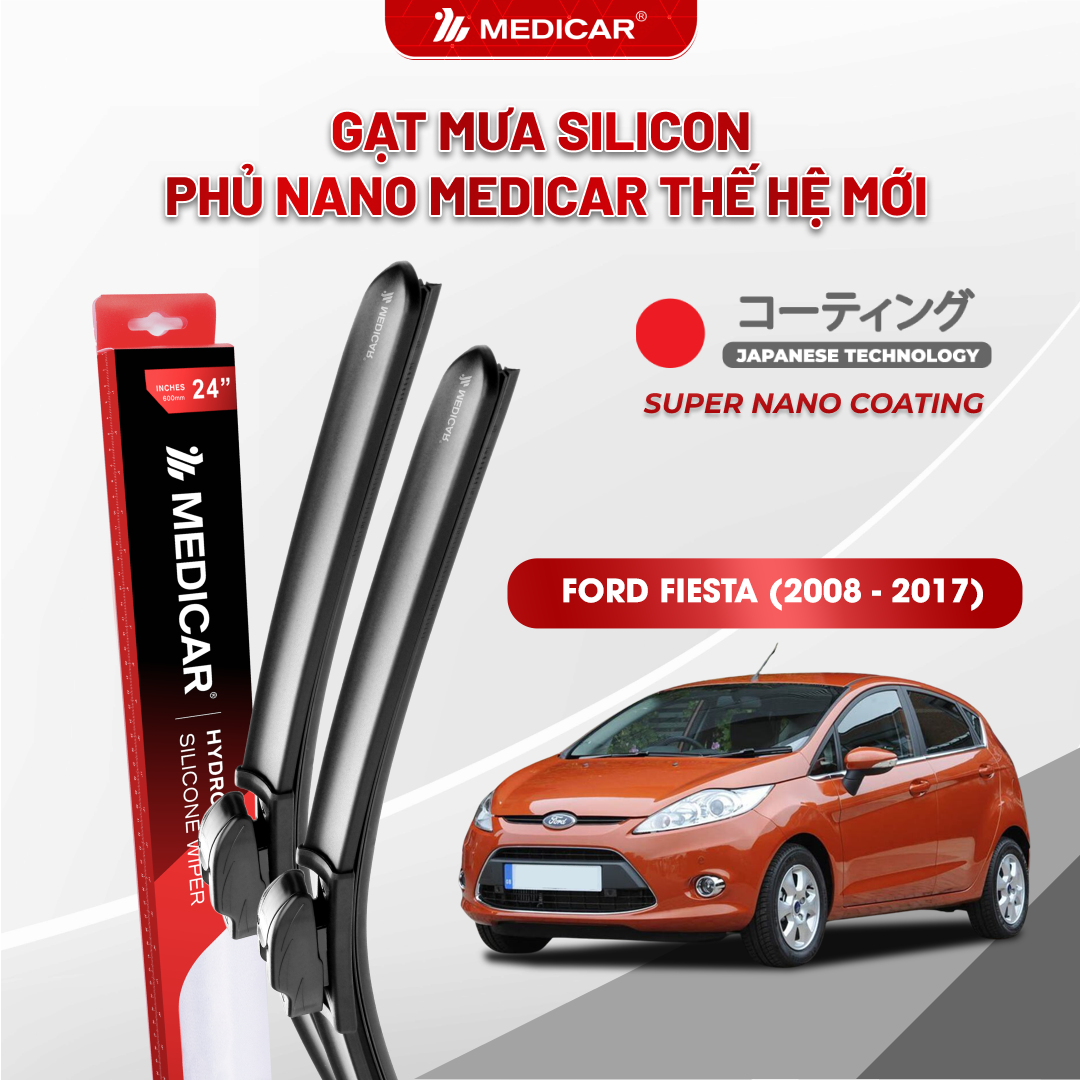 Gạt mưa ô tô Medicar silicon phủ Nano cho xe FORD FIESTA