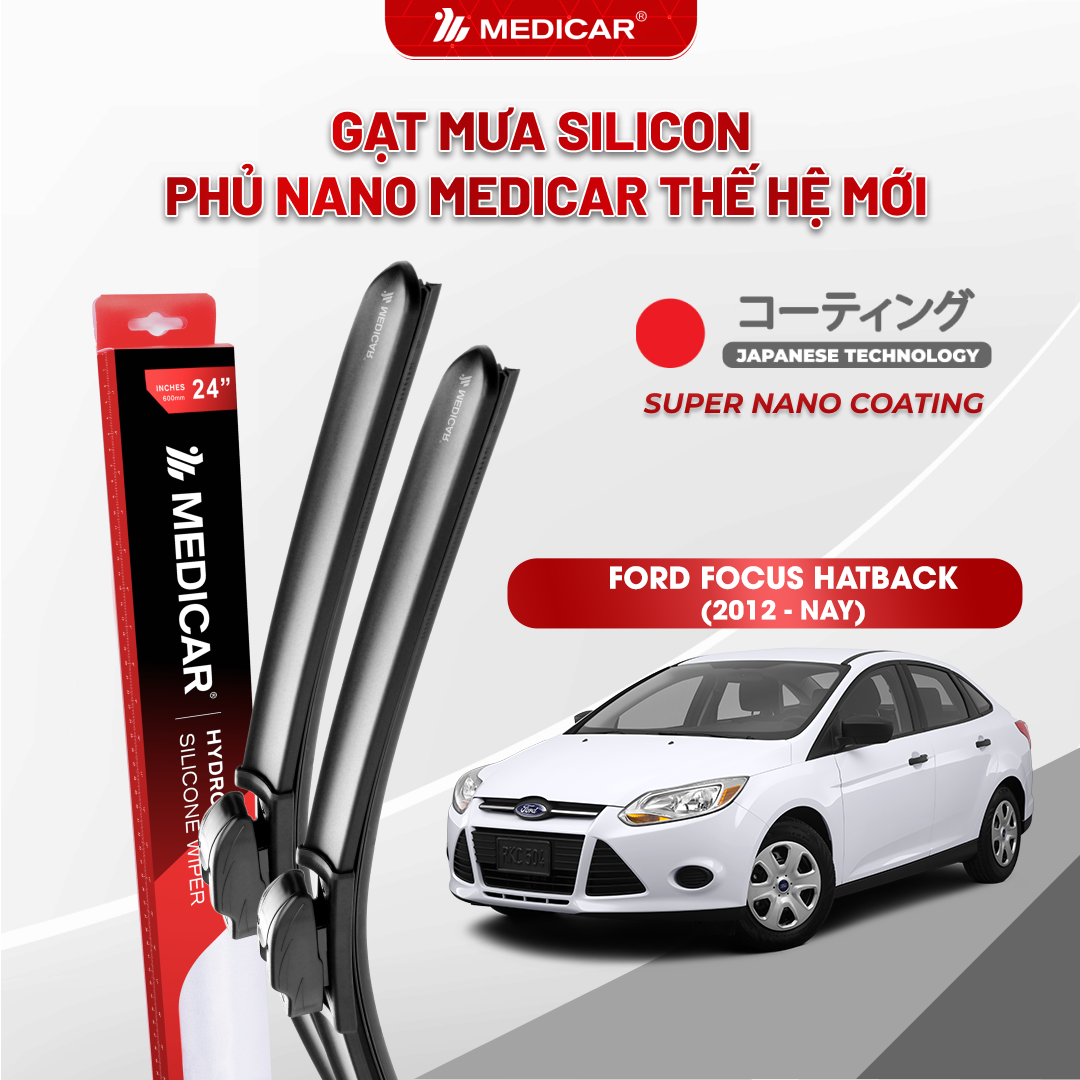 Gạt mưa ô tô Medicar silicon phủ Nano cho xe Ford Focus