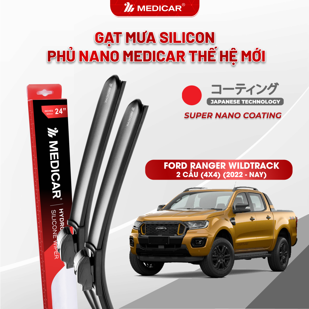 Gạt mưa ô tô Medicar silicon phủ Nano cho xe FORD RANGER WILDTRACK