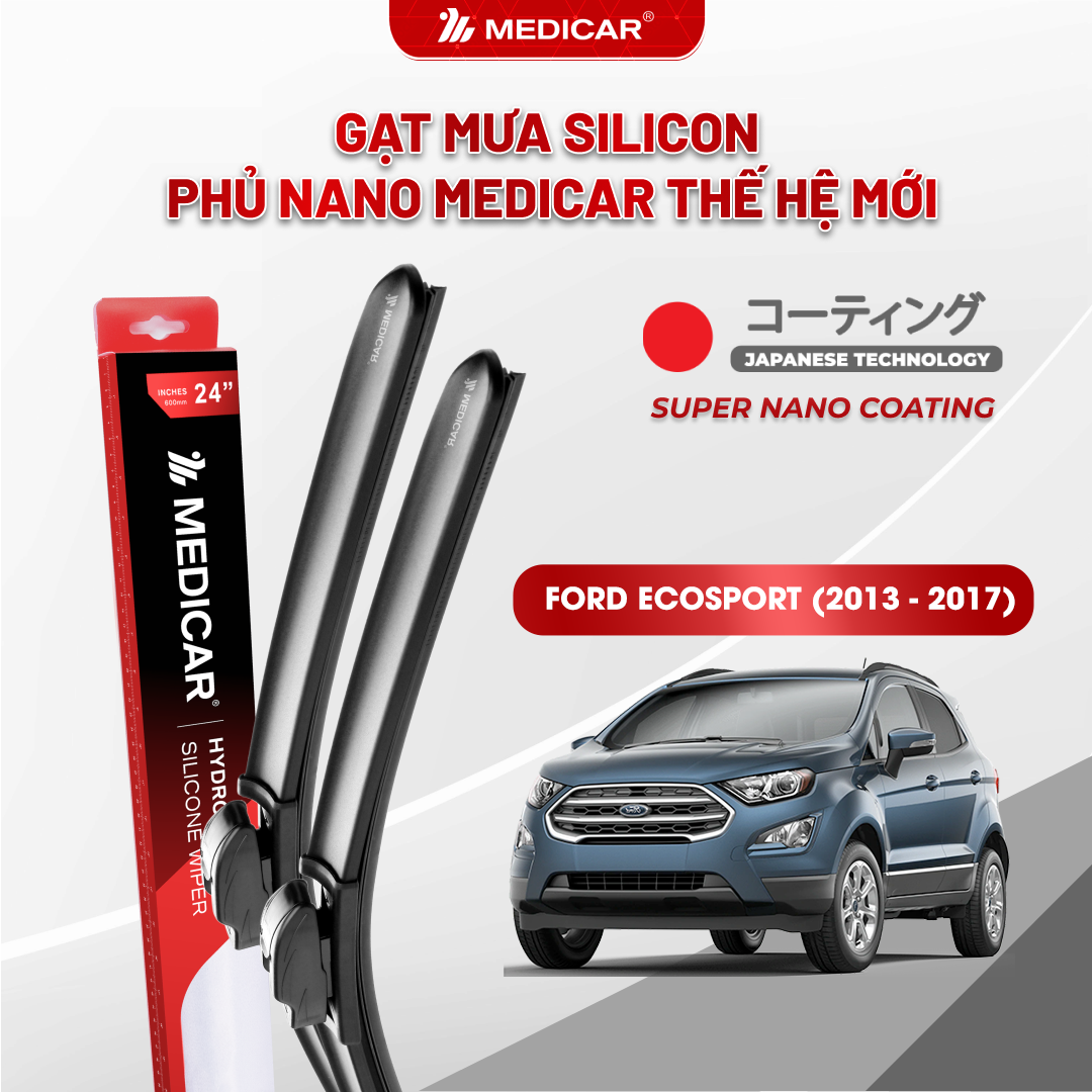 Gạt mưa ô tô Medicar silicon phủ Nano cho xe Ford Ecosport