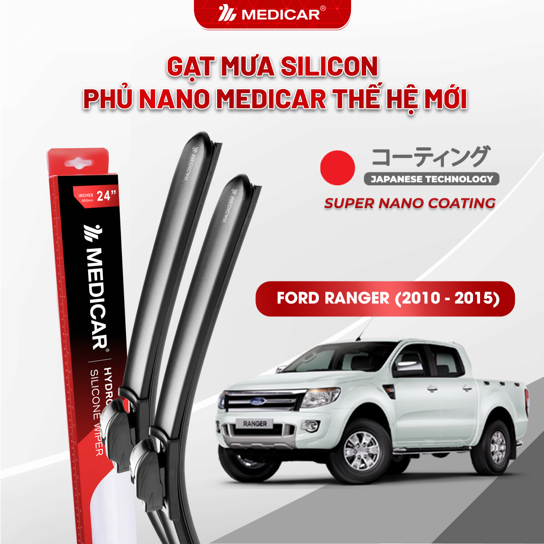 Gạt mưa ô tô Medicar silicon phủ Nano cho xe Ford Ranger