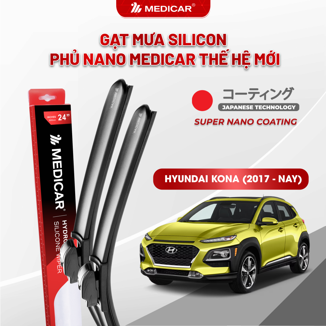 Gạt mưa ô tô Medicar silicon phủ Nano cho xe HYUNDAI KONA