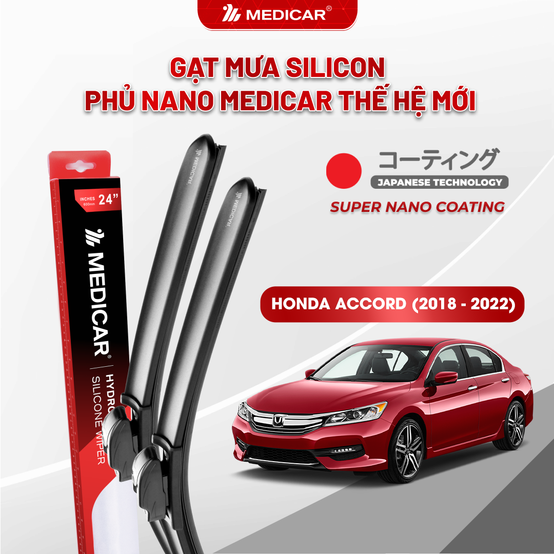 Gạt mưa ô tô Medicar silicon phủ Nano cho xe Honda Accord