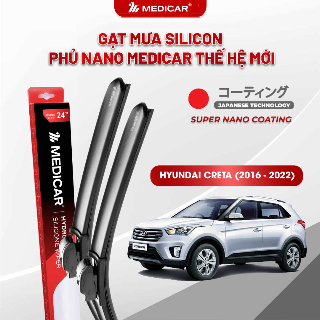 Gạt mưa ô tô Medicar silicon phủ Nano cho xe Hyundai Creta