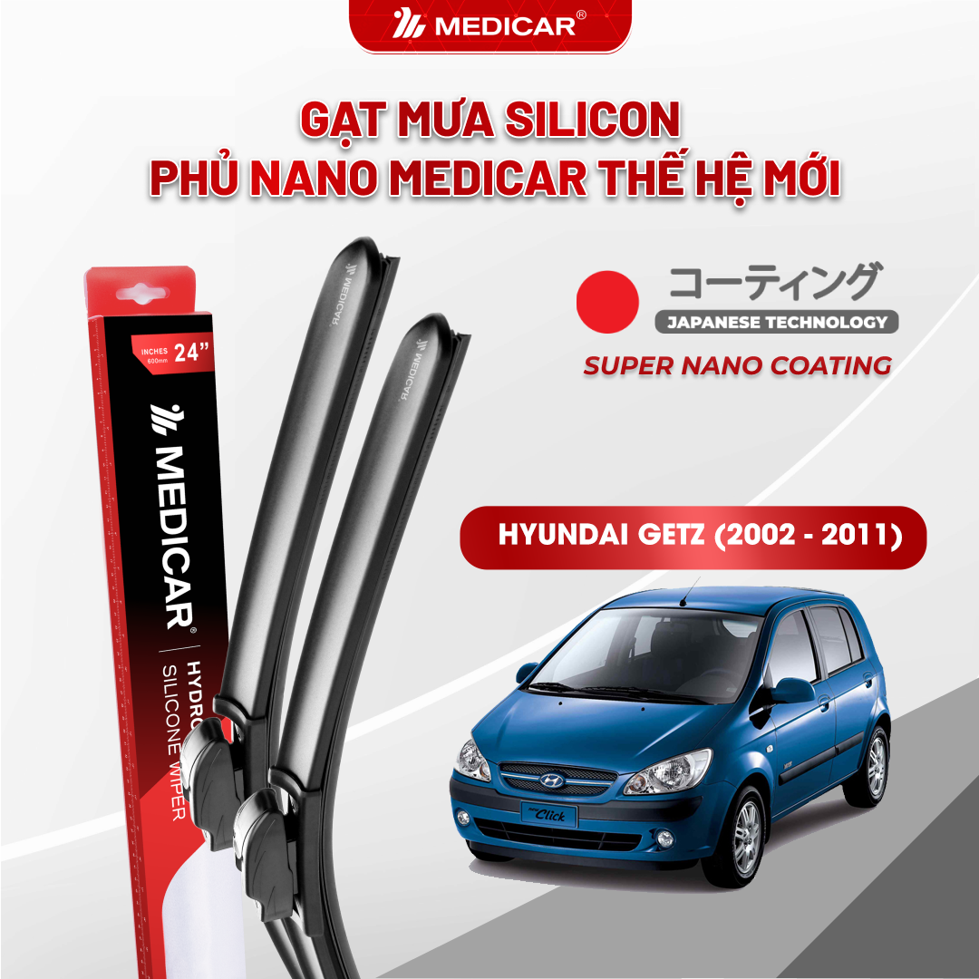 Gạt mưa ô tô Medicar silicon phủ Nano cho xe Hyundai Getz