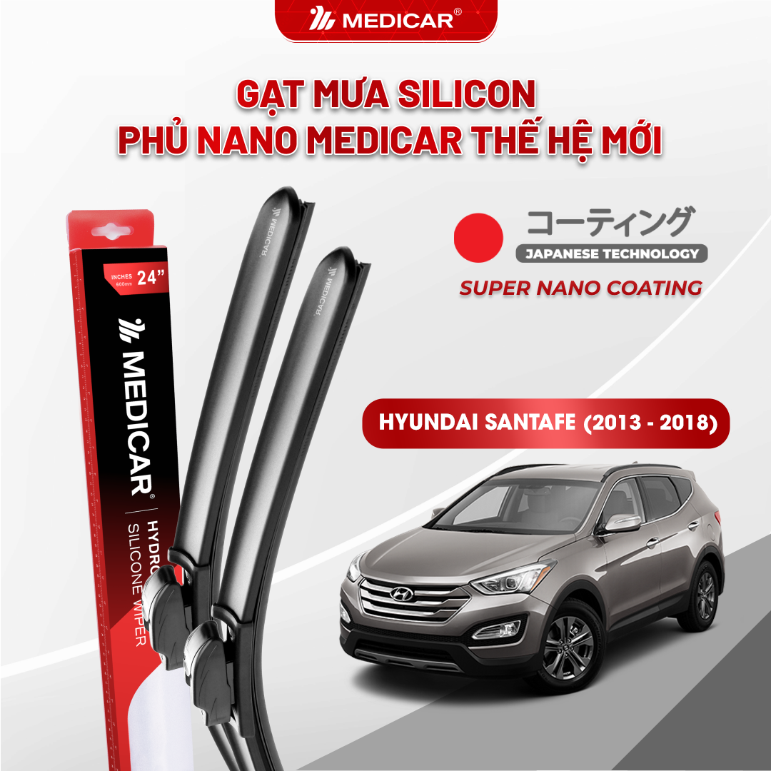 Gạt mưa ô tô Medicar silicon phủ Nano cho xe Hyundai SantaFe