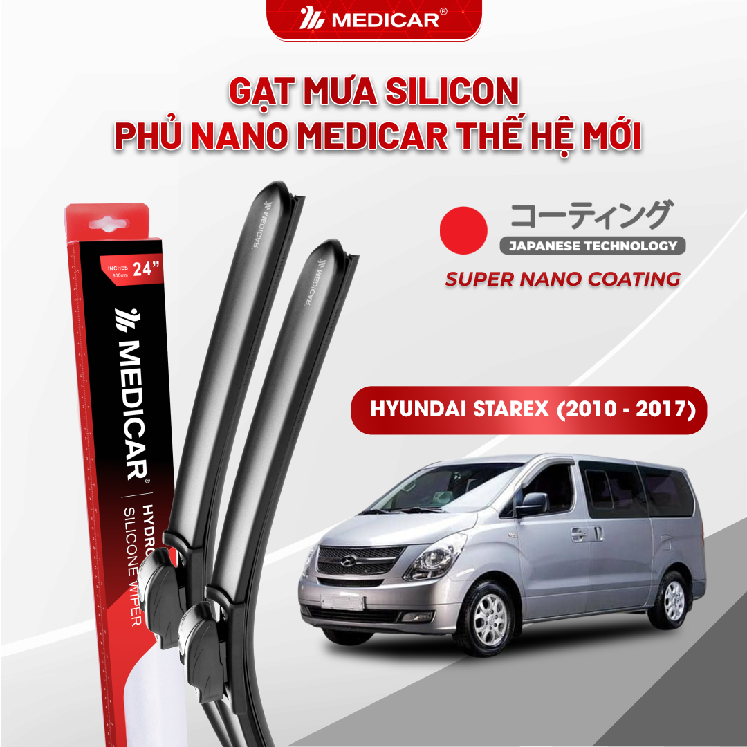 Gạt mưa ô tô Medicar silicon phủ Nano cho xe Hyundai Starex