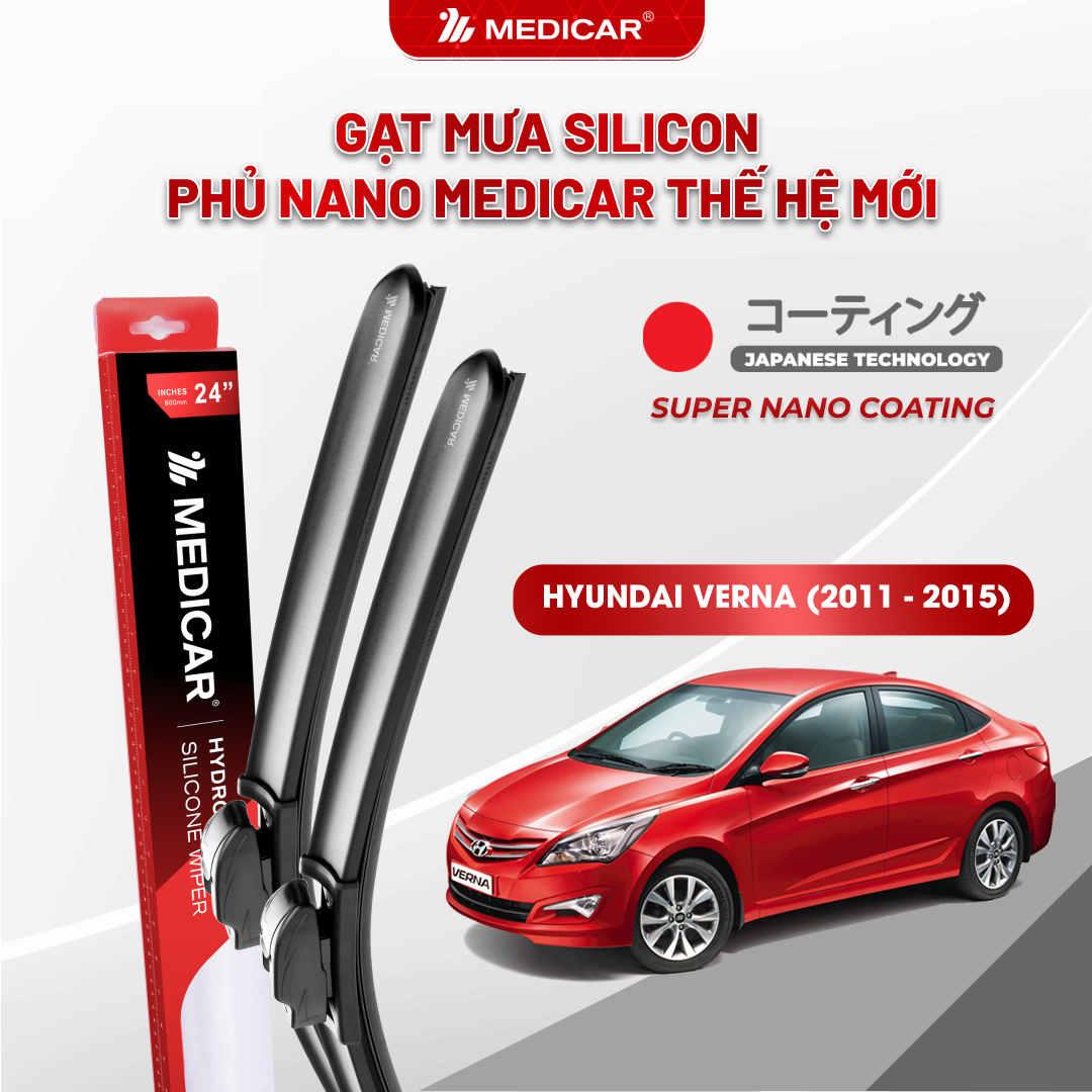 Gạt mưa ô tô Medicar silicon phủ Nano cho xe Hyundai Verna