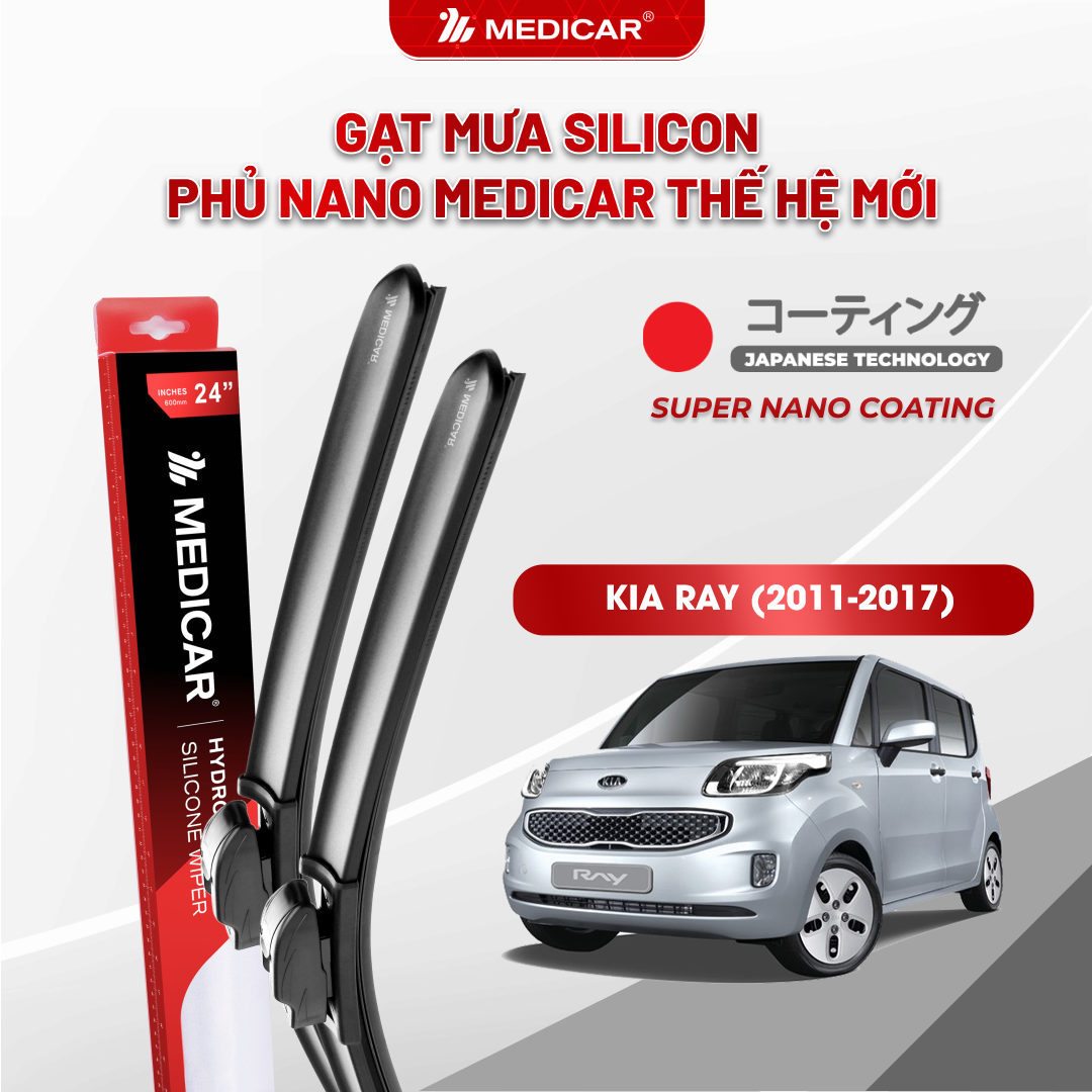 Gạt mưa ô tô Medicar silicon phủ Nano cho xe KIA RAY