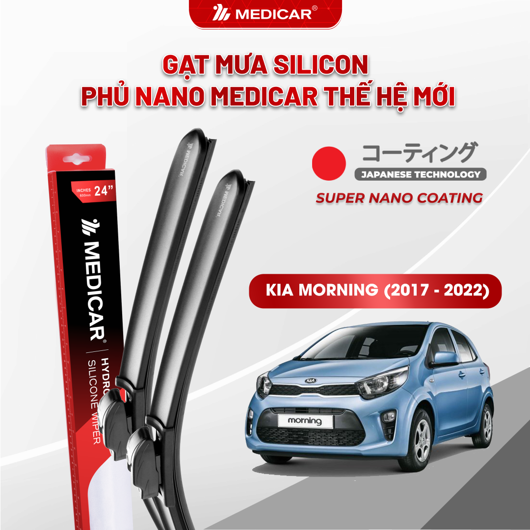 Gạt mưa ô tô Medicar silicon phủ Nano cho xe Kia Morning