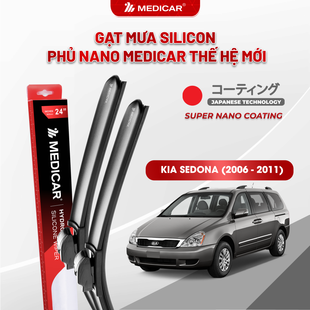 Gạt mưa ô tô Medicar silicon phủ Nano cho xe Kia Sedona