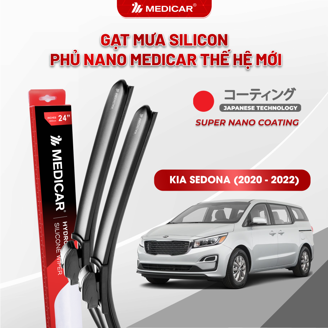 Gạt mưa ô tô Medicar silicon phủ Nano cho xe Kia Sedona