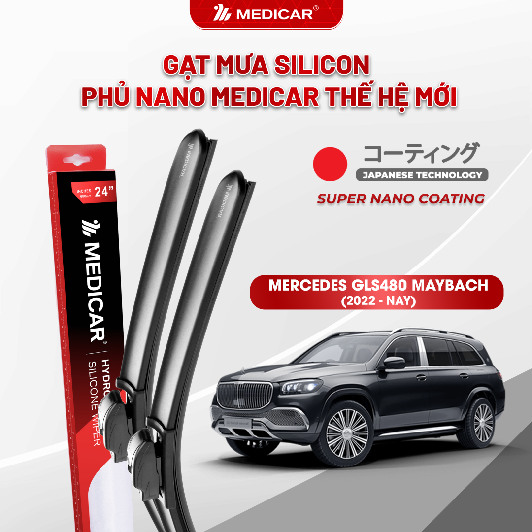 Gạt mưa ô tô Medicar silicon phủ Nano cho xe MERCEDES GLS480 MAYBACH