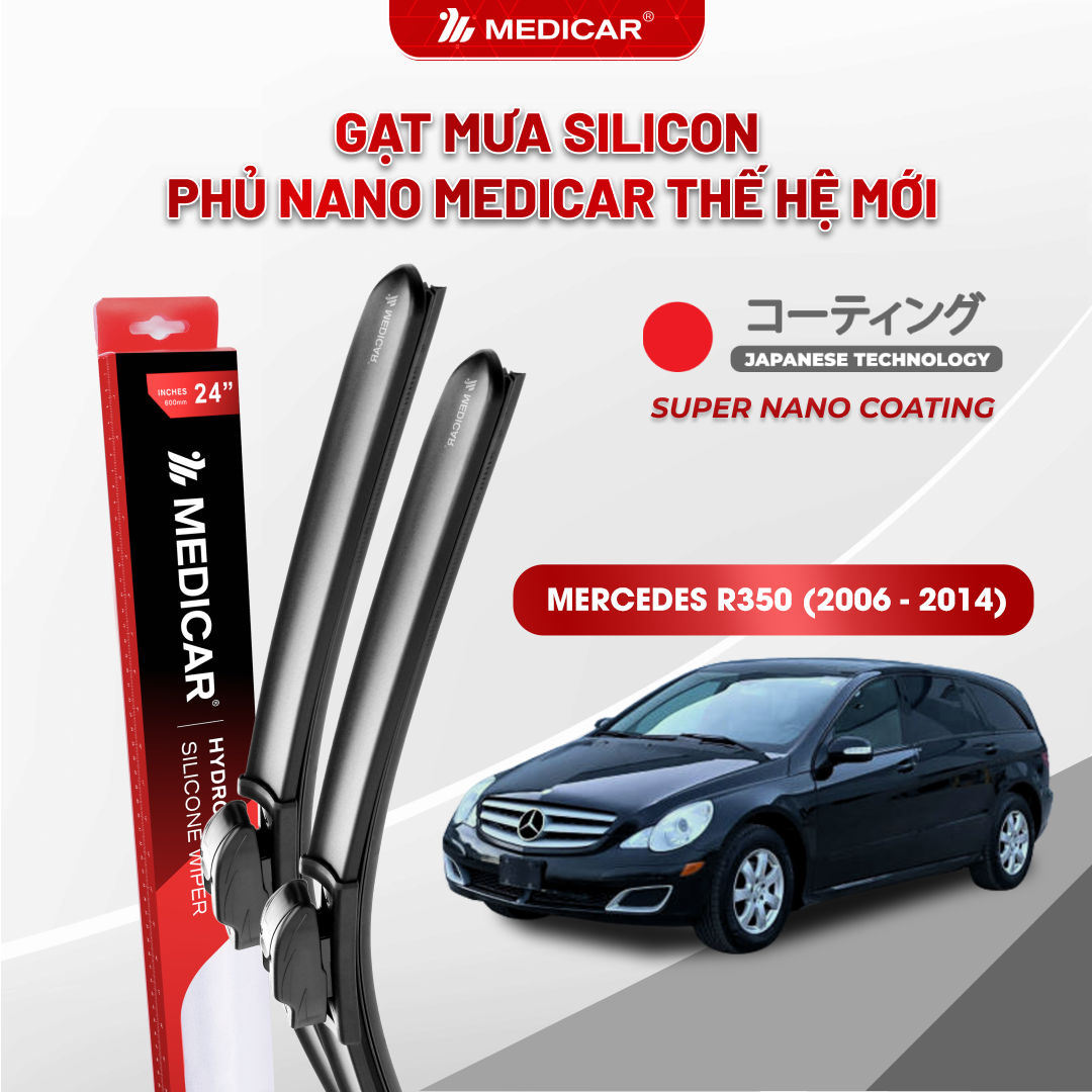 Gạt mưa ô tô Medicar silicon phủ Nano cho xe MERCEDES R350