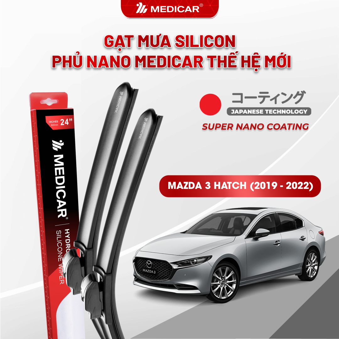 Gạt mưa ô tô Medicar silicon phủ Nano cho xe Mazda 3