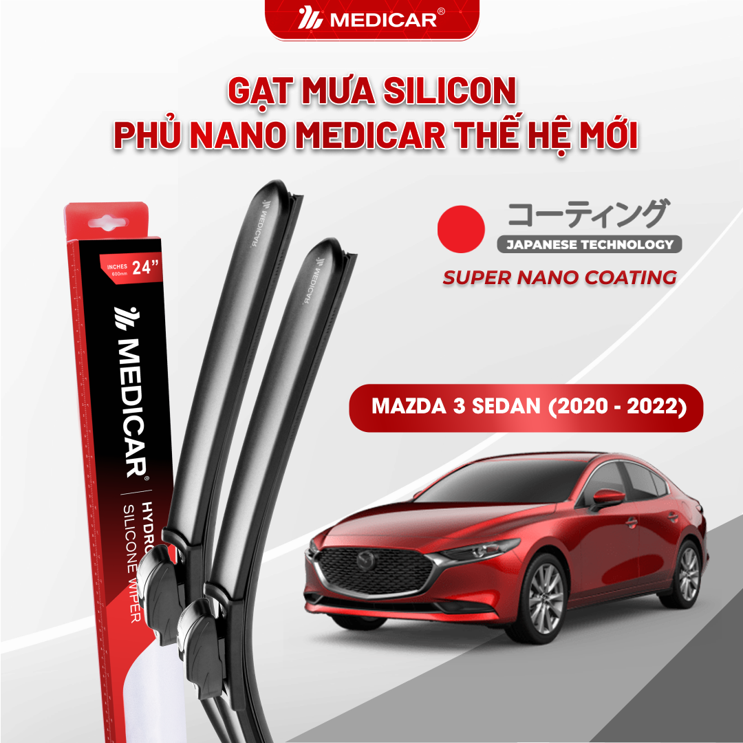 Gạt mưa ô tô Medicar silicon phủ Nano cho xe Mazda 3