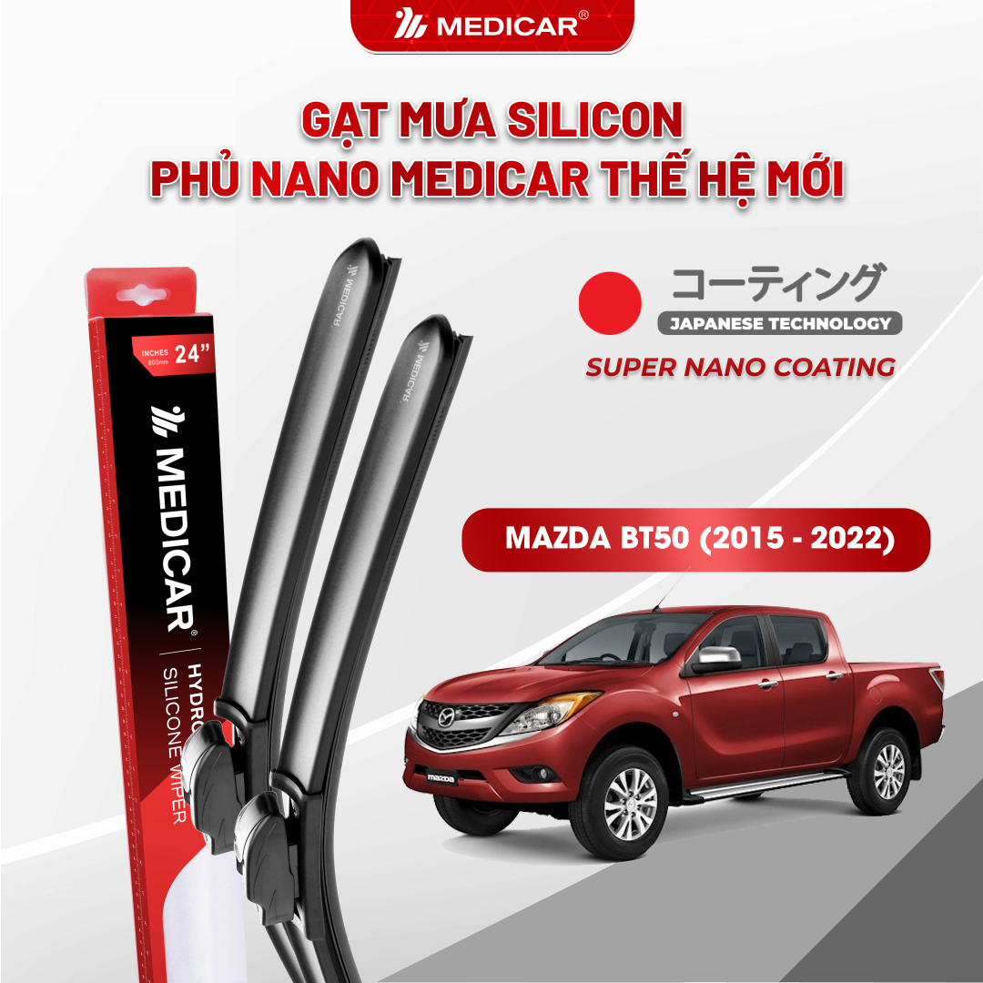 Gạt mưa ô tô Medicar silicon phủ Nano cho xe Mazda BT50