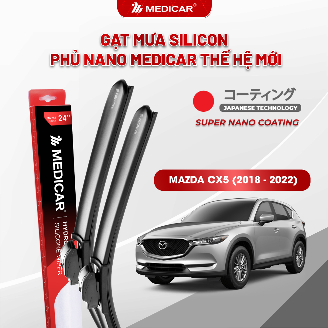 Gạt mưa ô tô Medicar silicon phủ Nano cho xe Mazda CX5