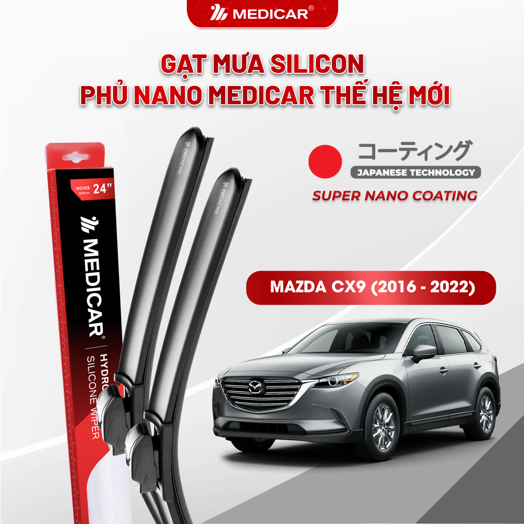 Gạt mưa ô tô Medicar silicon phủ Nano cho xe Mazda CX9