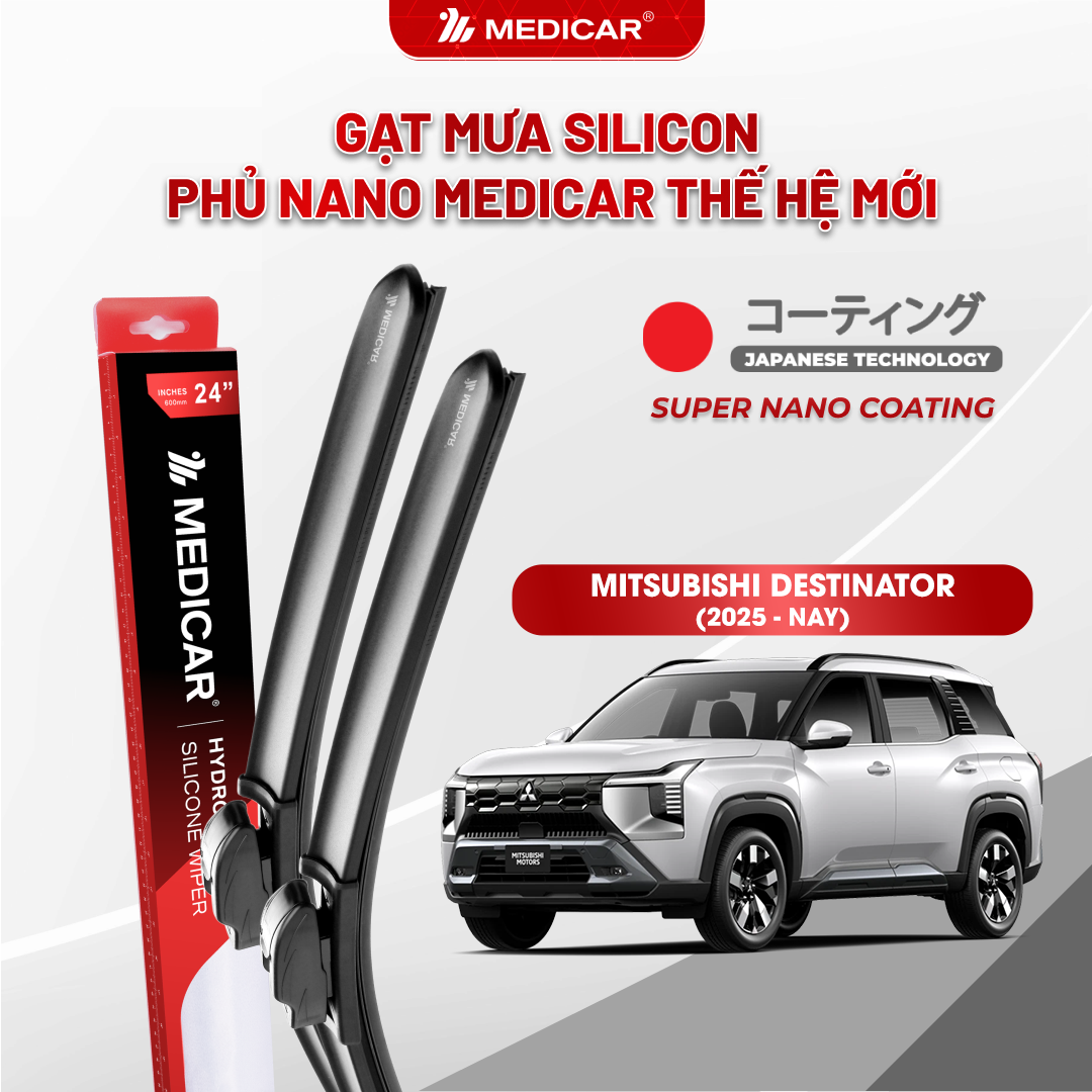 Gạt mưa ô tô Medicar silicon phủ Nano cho xe Mitsubishi Destinator