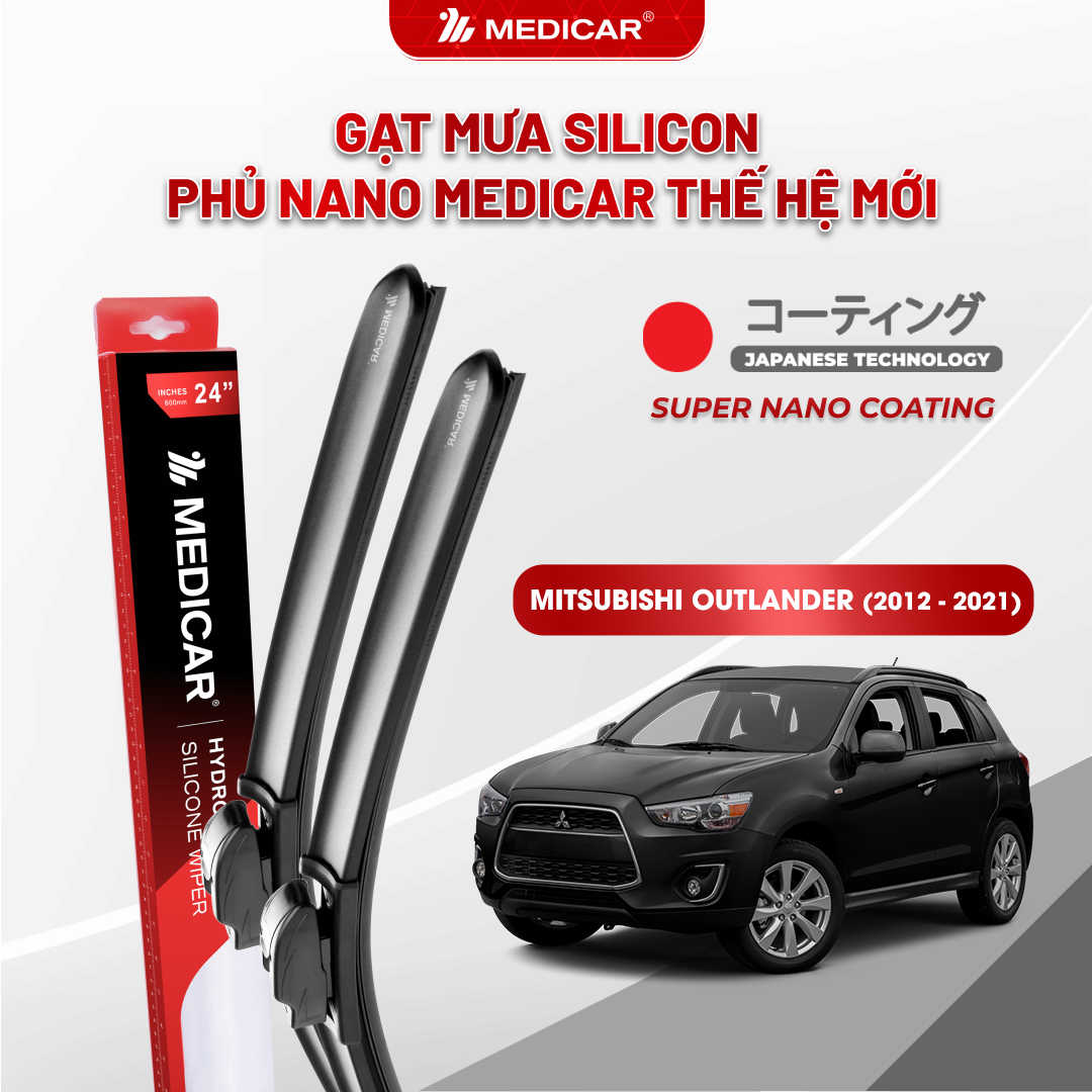 Gạt mưa ô tô Medicar silicon phủ Nano cho xe Mitsubishi Outlander