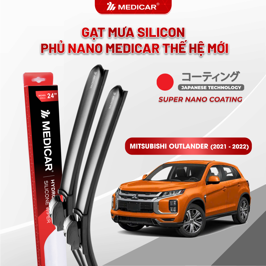 Gạt mưa ô tô Medicar silicon phủ Nano cho xe Mitsubishi Outlander