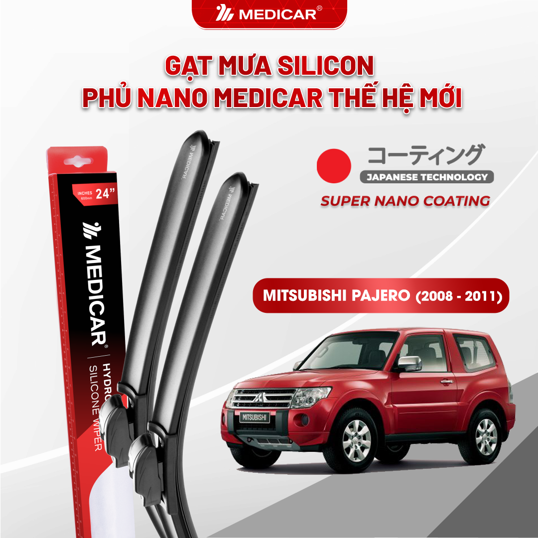 Gạt mưa ô tô Medicar silicon phủ Nano cho xe Mitsubishi Pajero