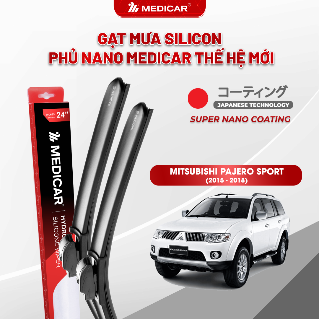 Gạt mưa ô tô Medicar silicon phủ Nano cho xe Mitsubishi Pajero Sport