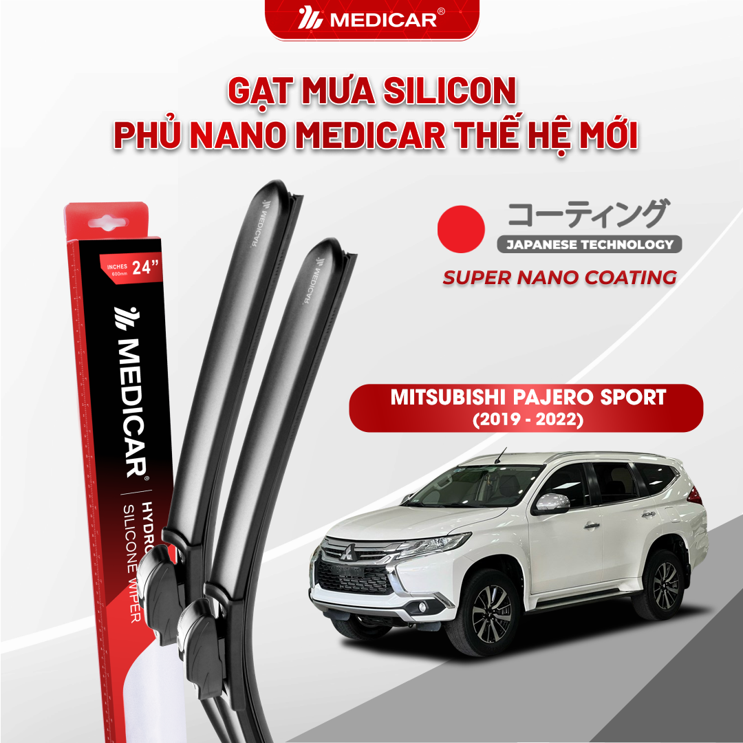 Gạt mưa ô tô Medicar silicon phủ Nano cho xe Mitsubishi Pajero Sport