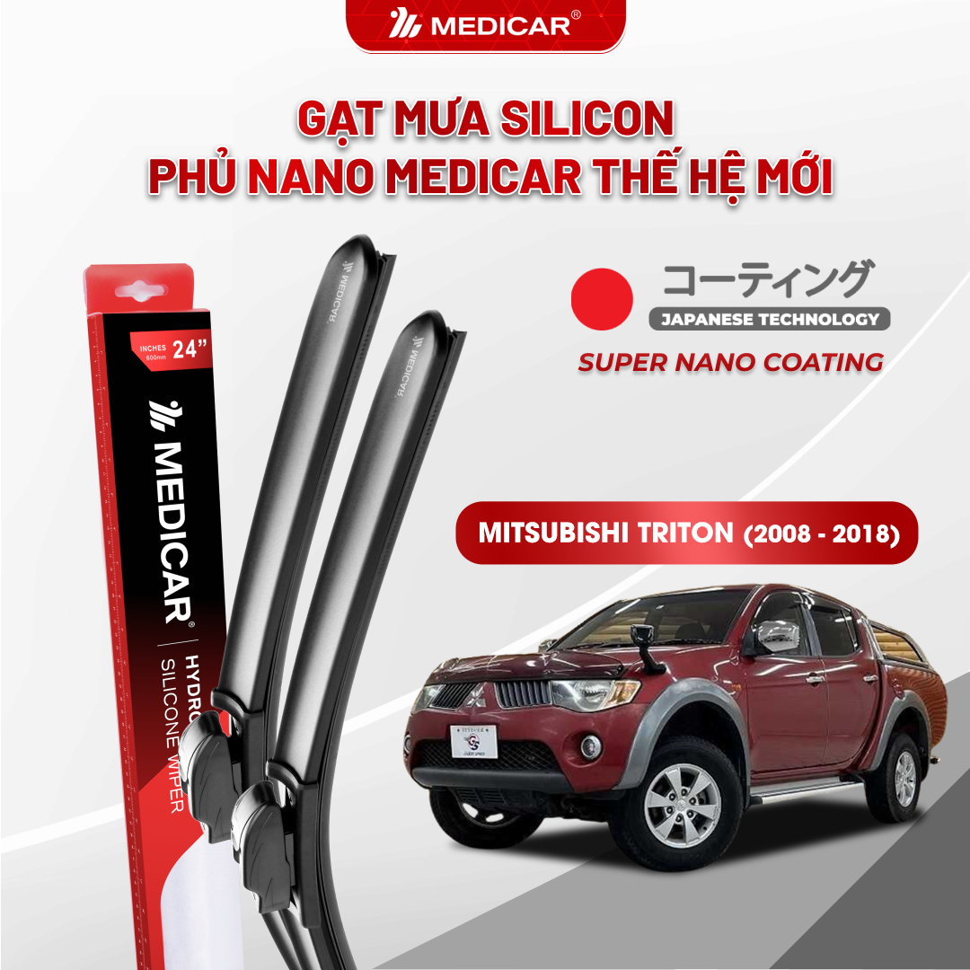 Gạt mưa ô tô Medicar silicon phủ Nano cho xe Mitsubishi Triton