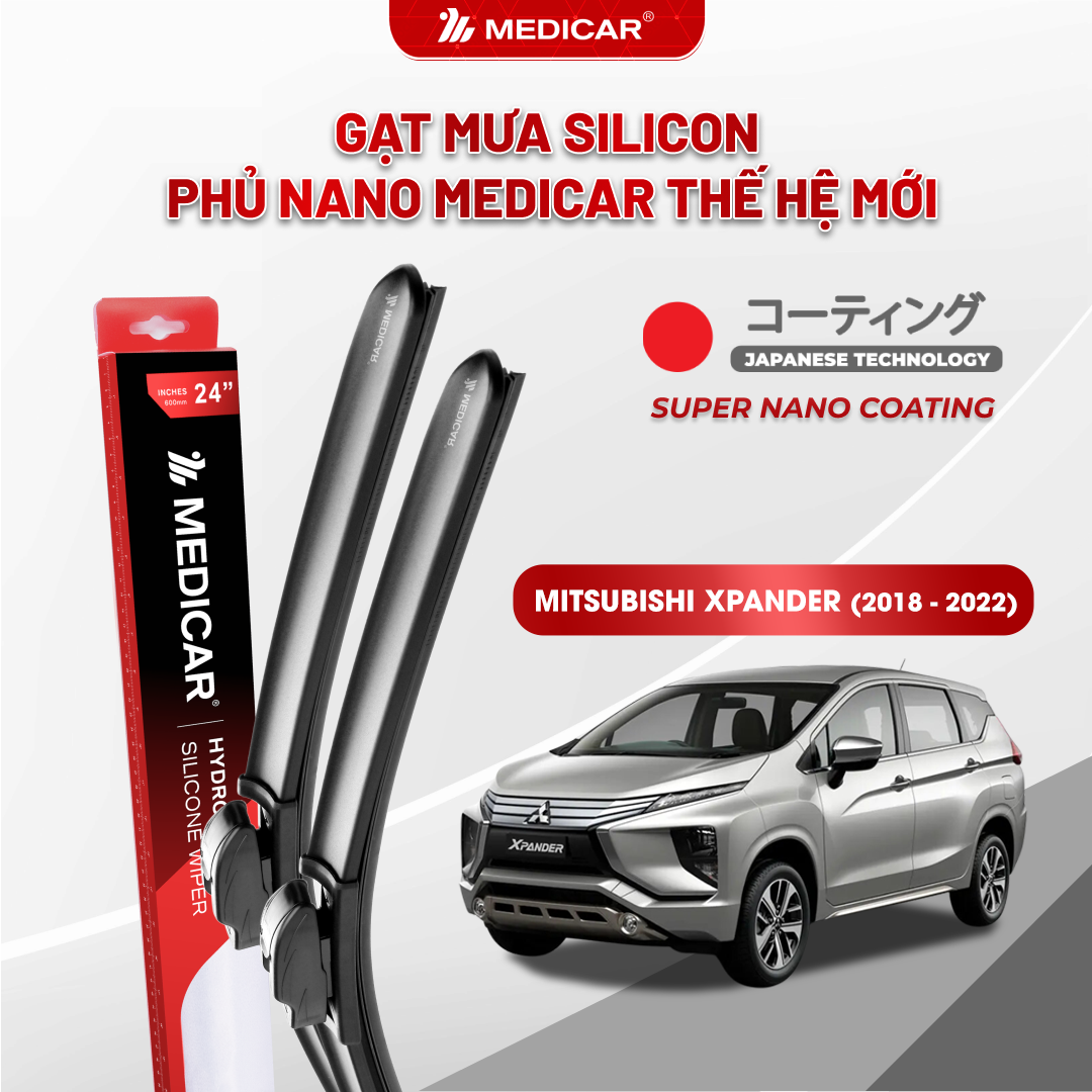 Gạt mưa ô tô Medicar silicon phủ Nano cho xe Mitsubishi Xpander