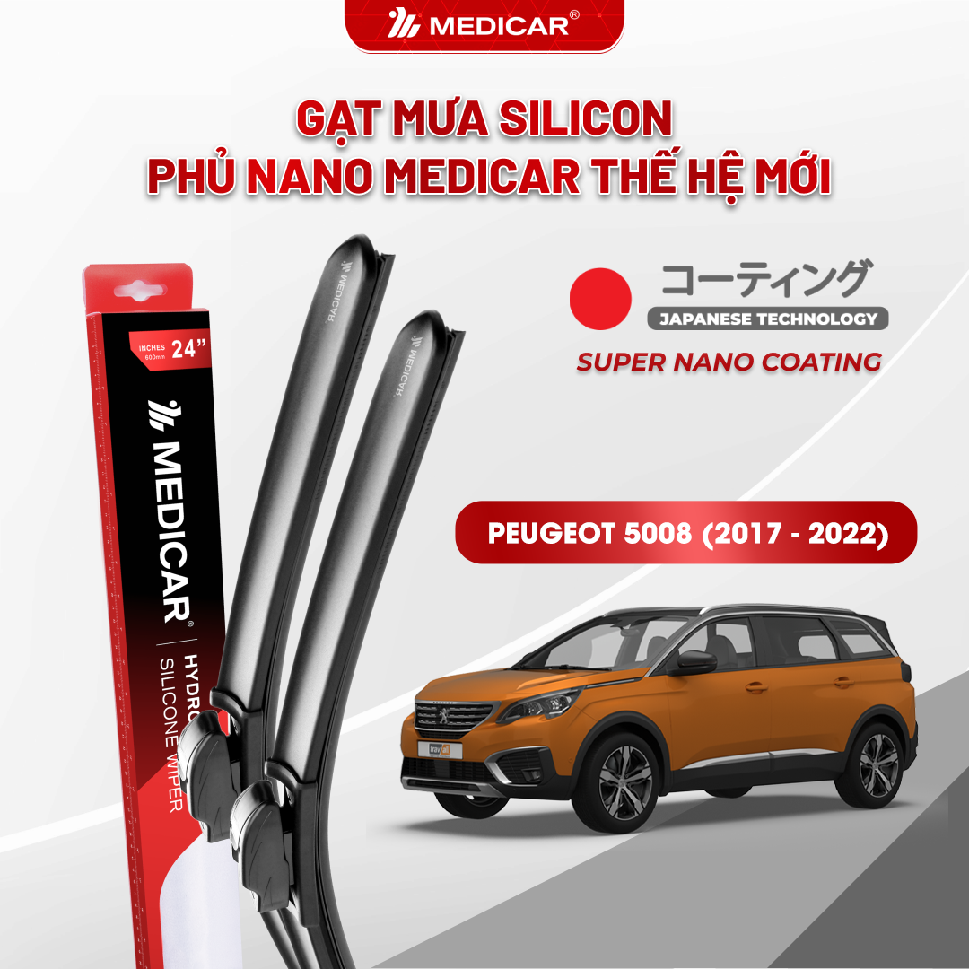 Gạt mưa ô tô Medicar silicon phủ Nano cho xe Peugeot 5008