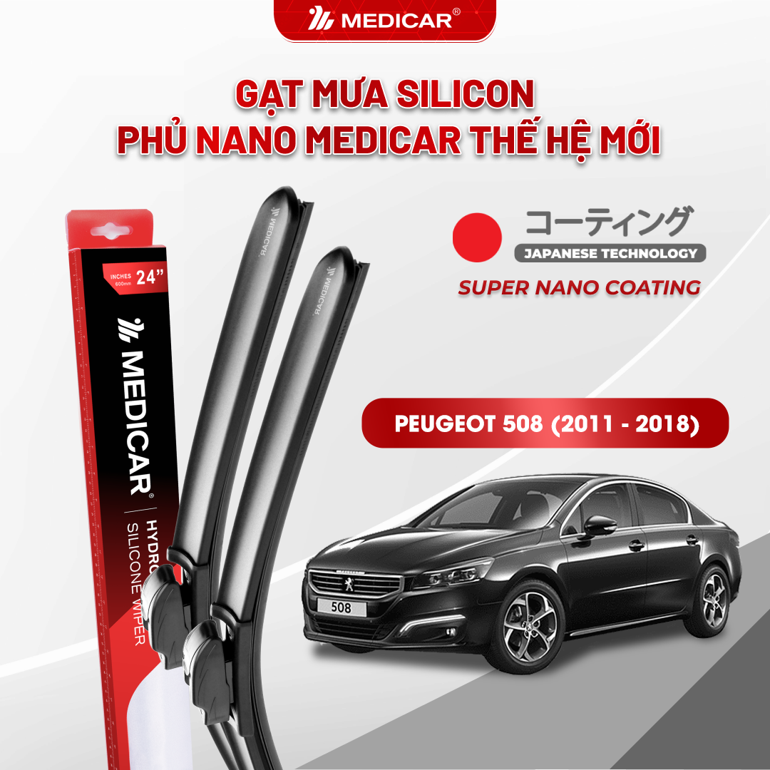 Gạt mưa ô tô Medicar silicon phủ Nano cho xe Peugeot 508