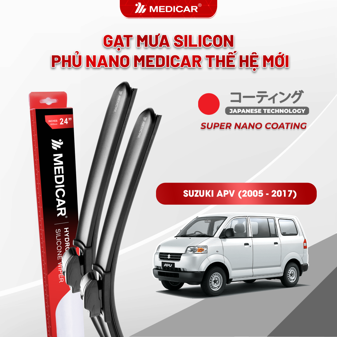 Gạt mưa ô tô Medicar silicon phủ Nano cho xe Suzuki APV