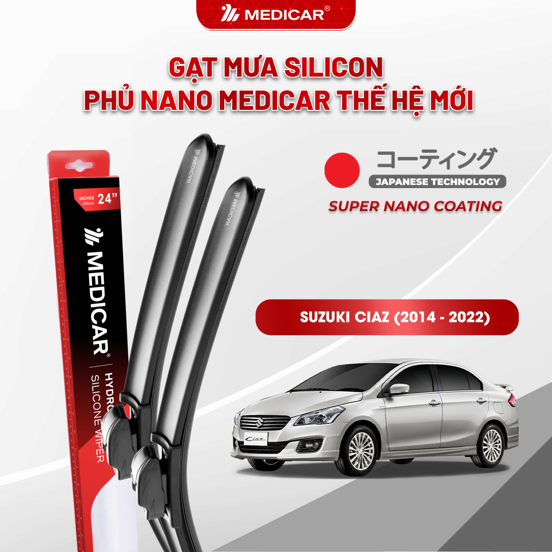 Gạt mưa ô tô Medicar silicon phủ Nano cho xe Suzuki Ciaz