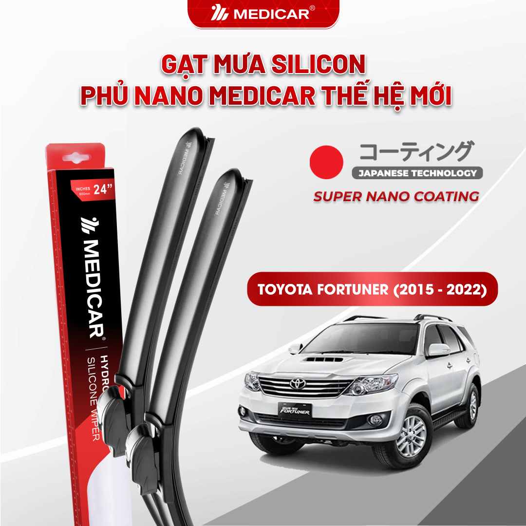 Gạt mưa ô tô Medicar silicon phủ Nano cho xe Toyota Fortuner