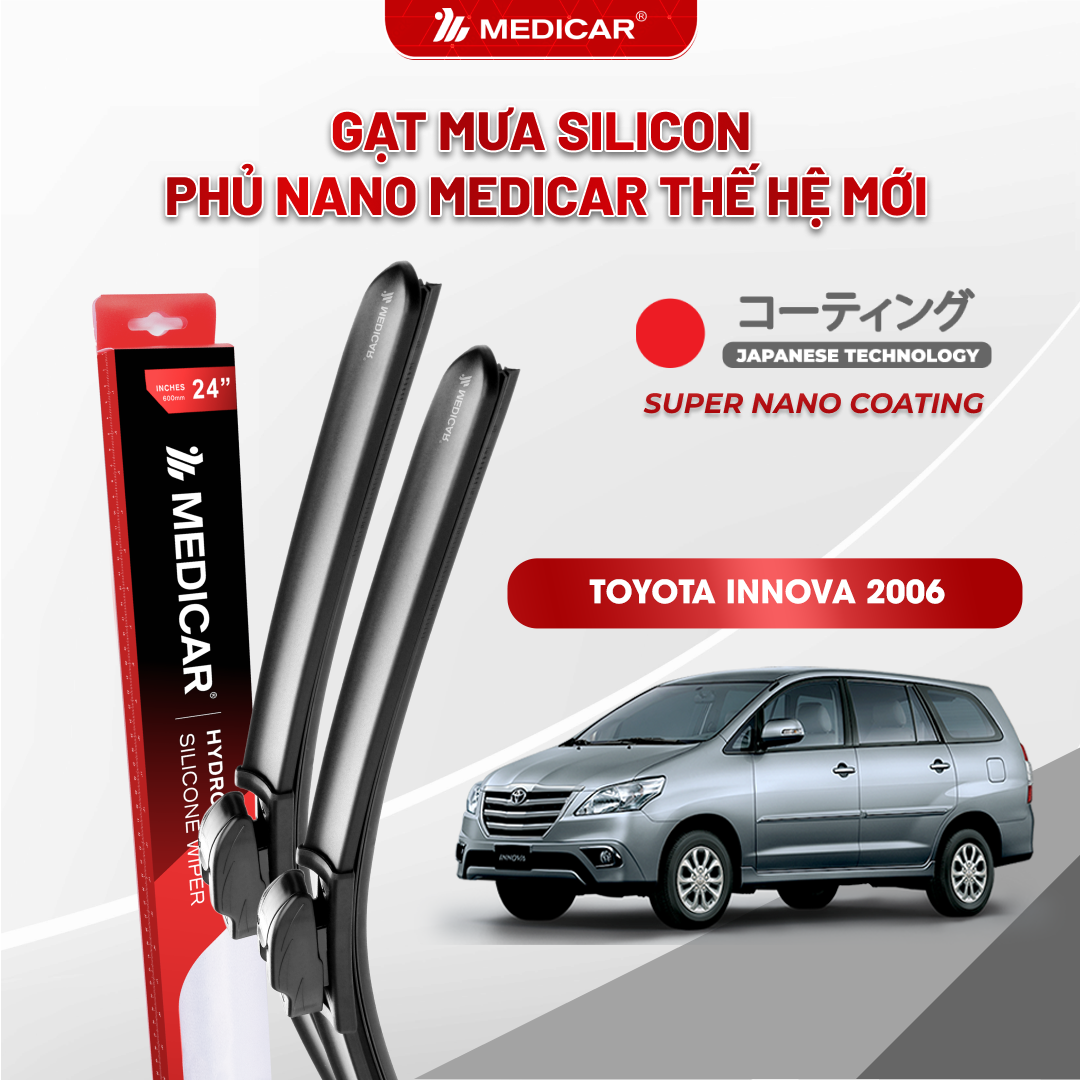 Gạt mưa ô tô Medicar silicon phủ Nano cho xe Toyota Innova