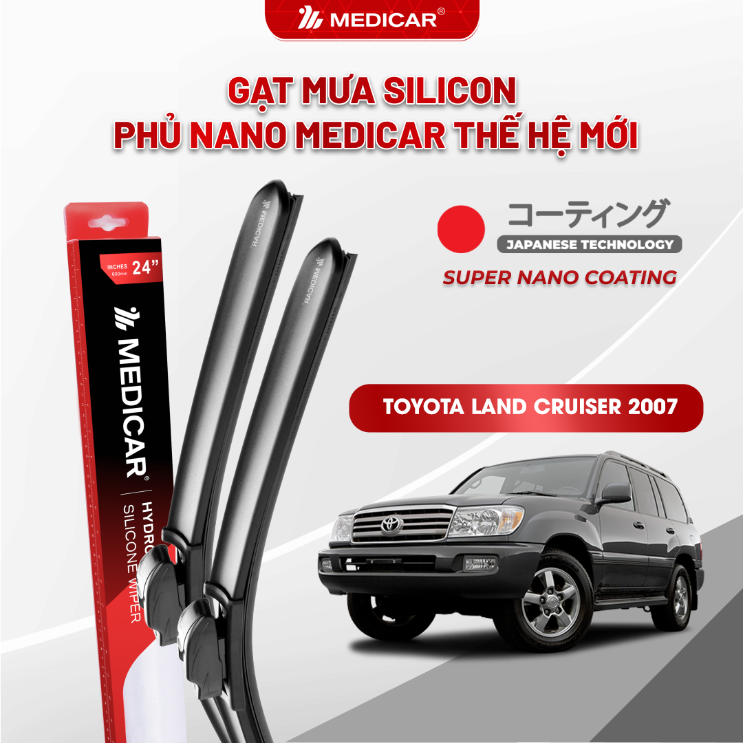 Gạt mưa ô tô Medicar silicon phủ Nano cho xe Toyota Land Cruiser