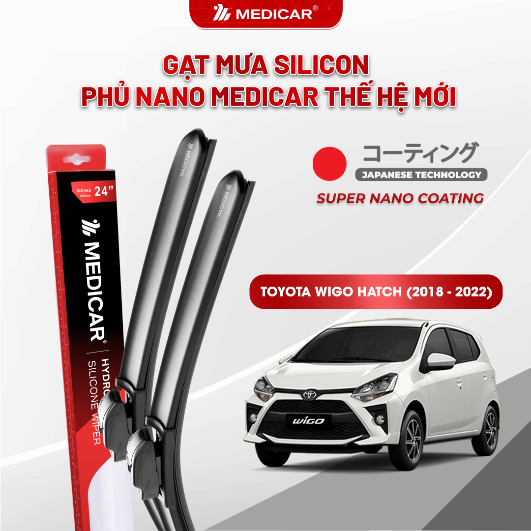 Gạt mưa ô tô Medicar silicon phủ Nano cho xe Toyota Wigo