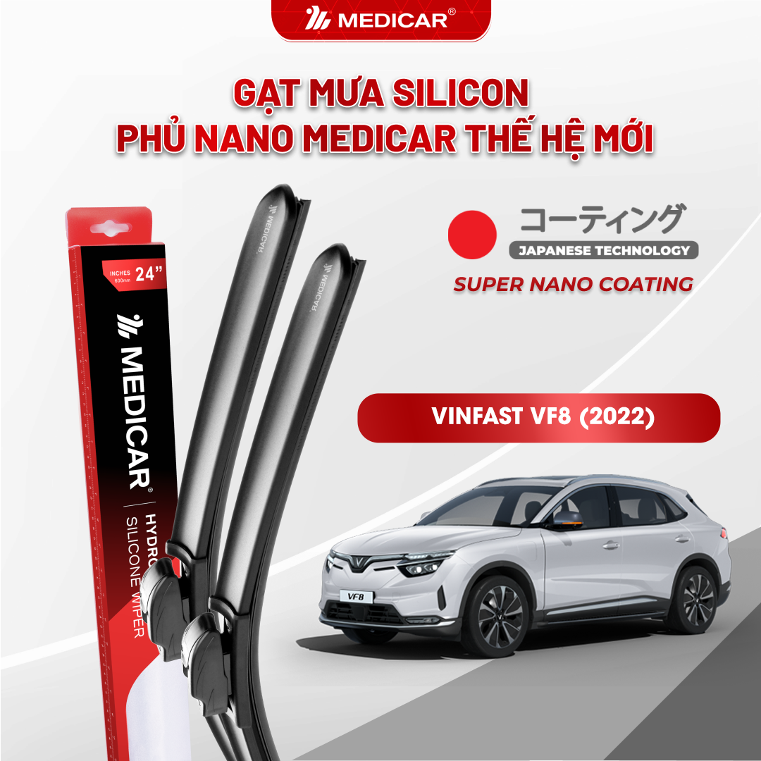 Gạt mưa ô tô Medicar silicon phủ Nano cho xe Vinfast VF8